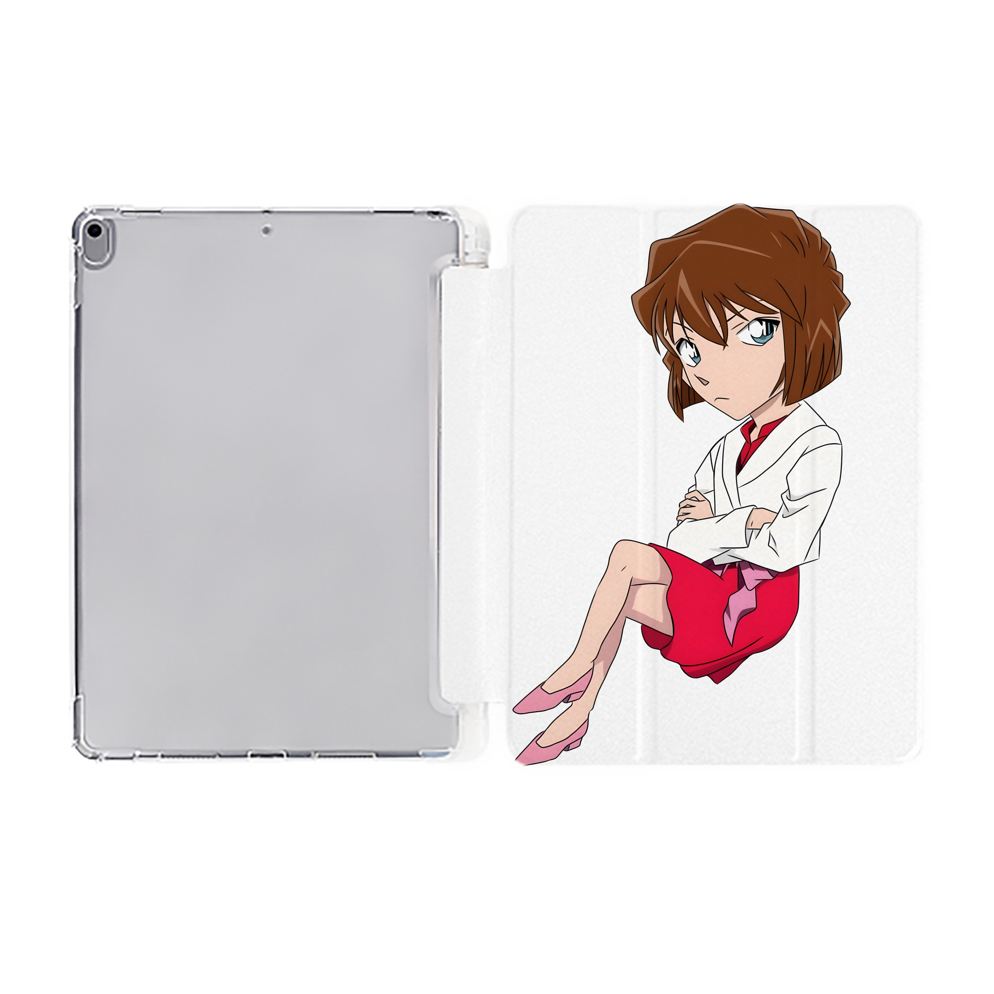 （画像用） 名探偵コナン 灰原 哀 はいばら あい Detective Conan Anita Hailey、Vi Graythorn Haibara Ai IPad ケース ペン収納付き 三つ折りスタンド PUレザー×シリコン 対応機種9.5/10.5/10.9インチ